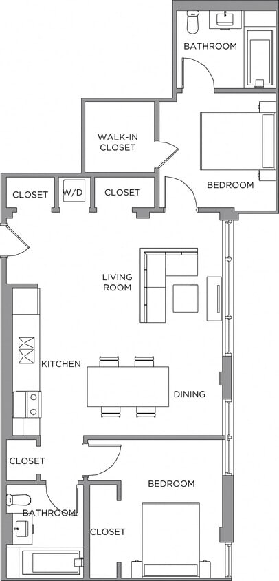 Floor Plan - 2 Bed/2 Bath-1220b