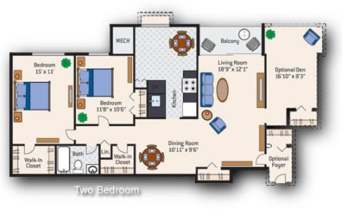 Floor Plan - 2 Bedroom 1 Bath