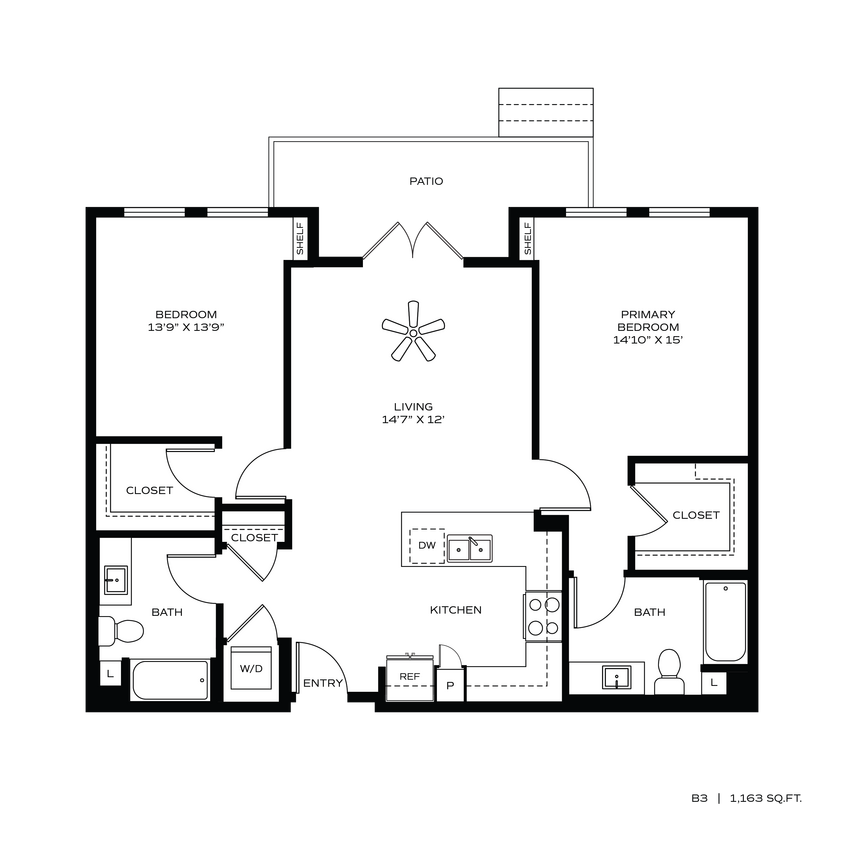 Floor Plan - 2BR/2BA B3