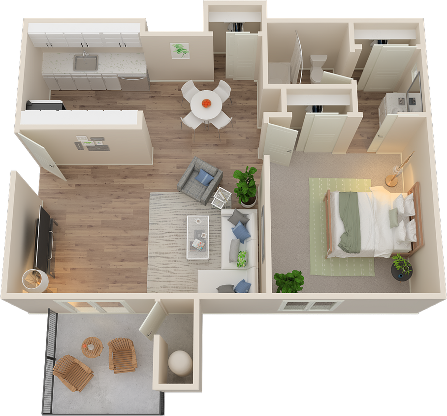 Floor Plan - 1 Bed 1 Bath