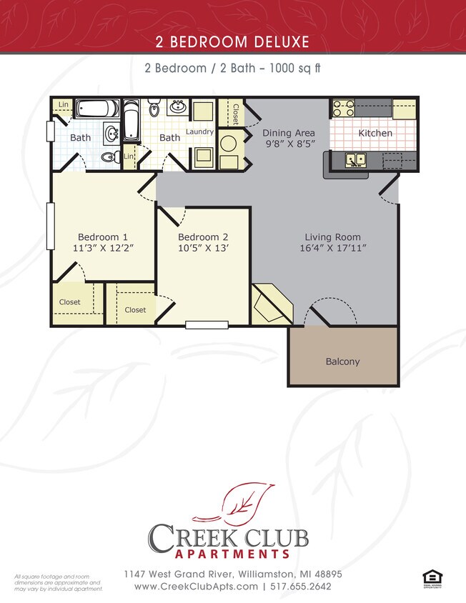Floor Plan - 2 Bedroom / 2 Bath Deluxe