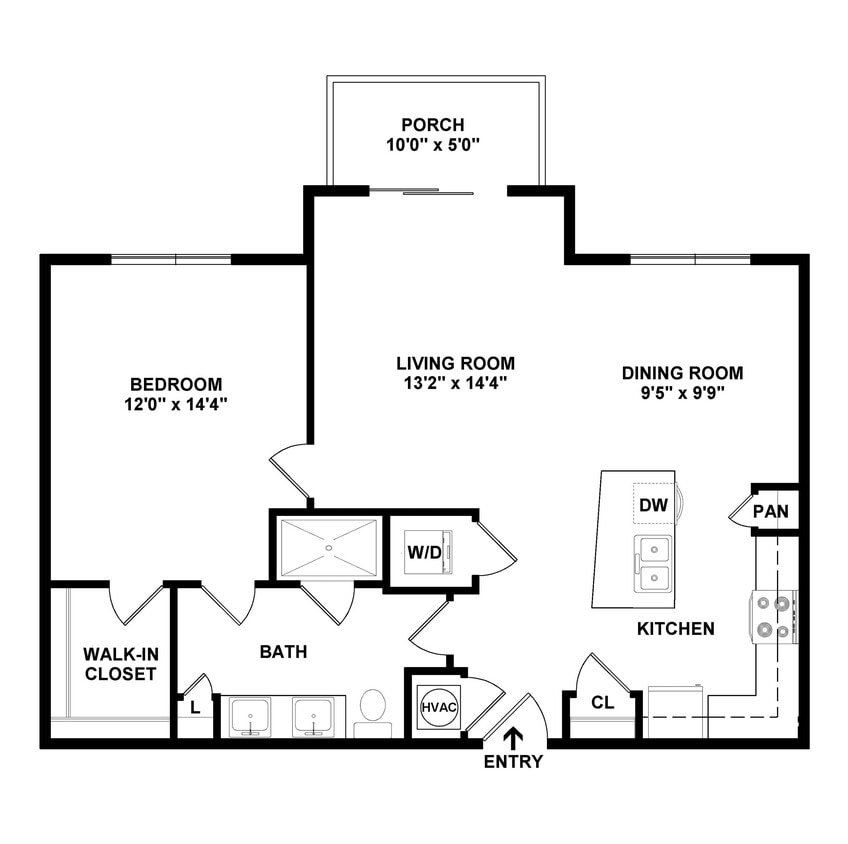 Floor Plan - 1 Bed/1 Bath-A4