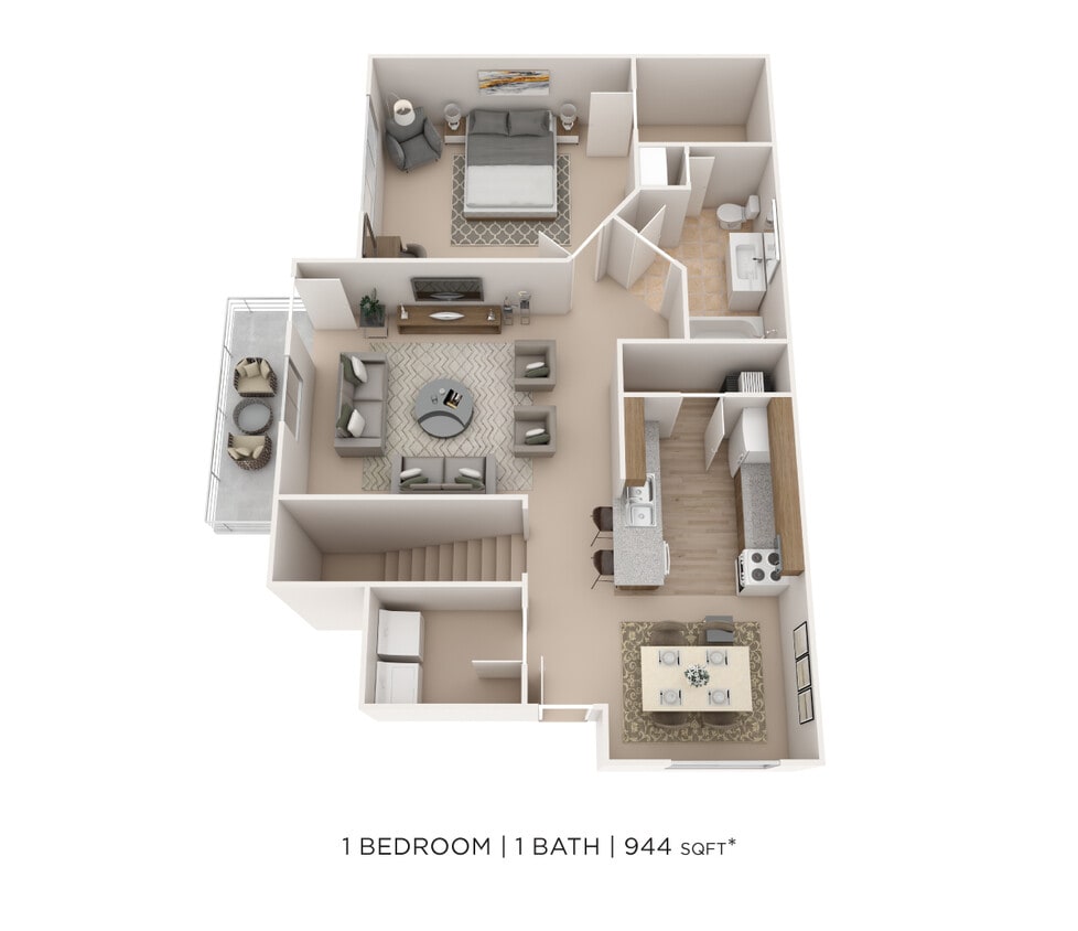 Floor Plan - One Bedroom- 944 sqft