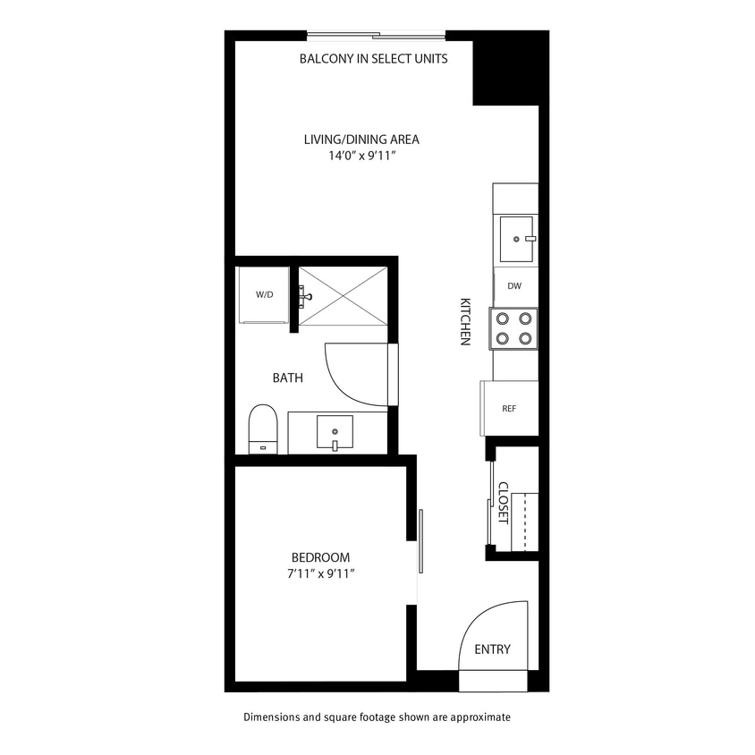 Floor Plan - 1 Bedroom / 1 Bath