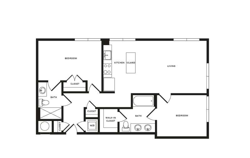 Floor Plan - 2 Bed/2 Bath-B02 Modern