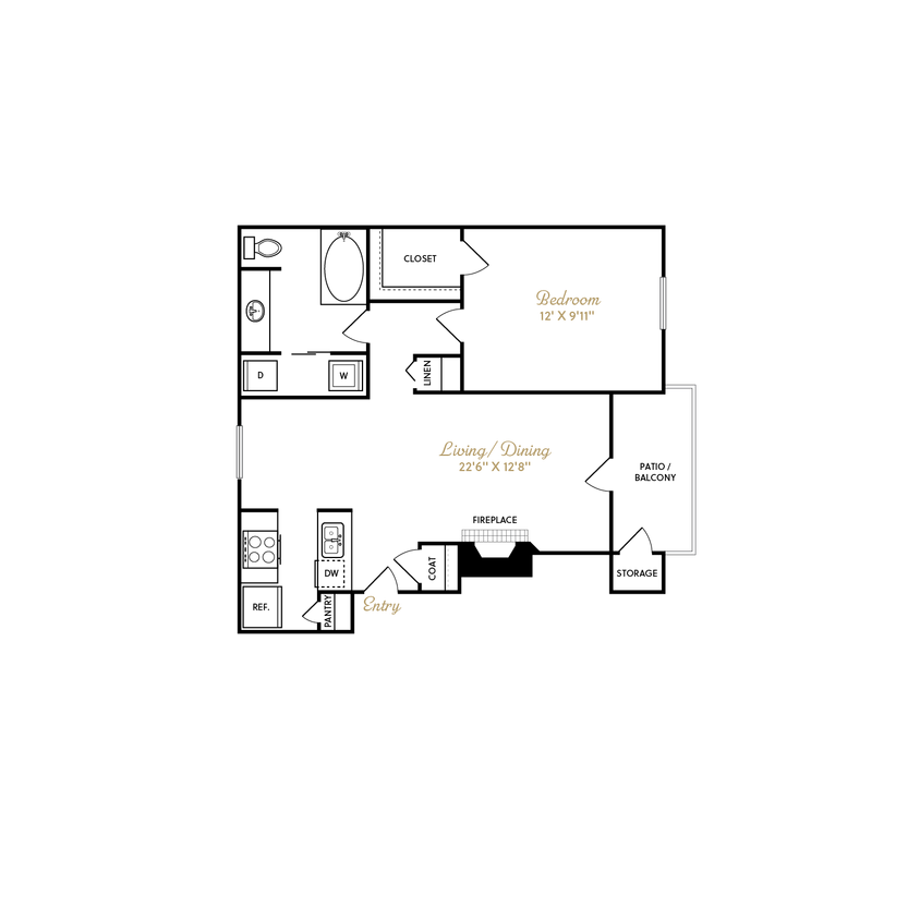 Durham-FloorplansA3-700SF.png - 1 Bedroom 1 Bath