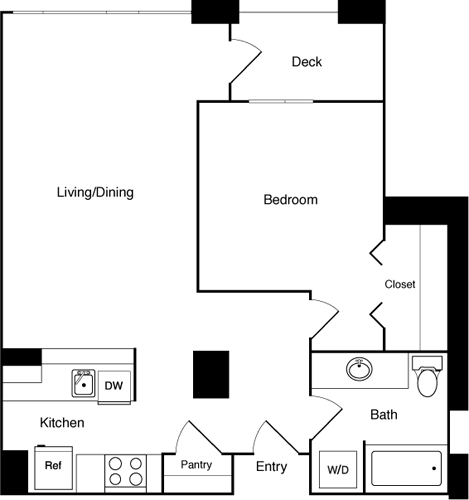Floor Plan - 1 Bed 505 SE