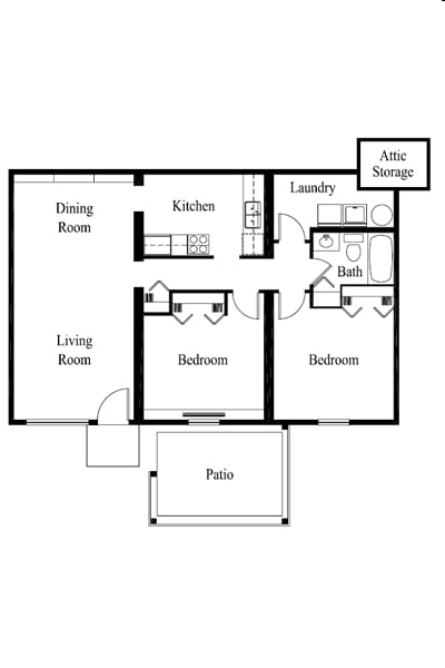 Floor Plan - Two Bed One Bath