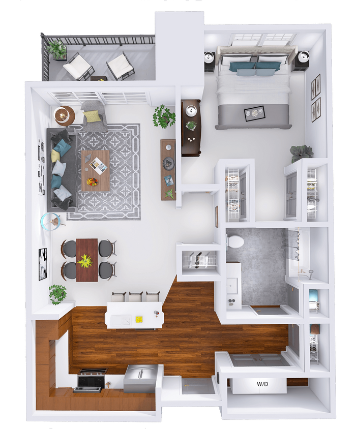 Floor Plan - NorthTown - B2 - 1 Bed - 1 Bath