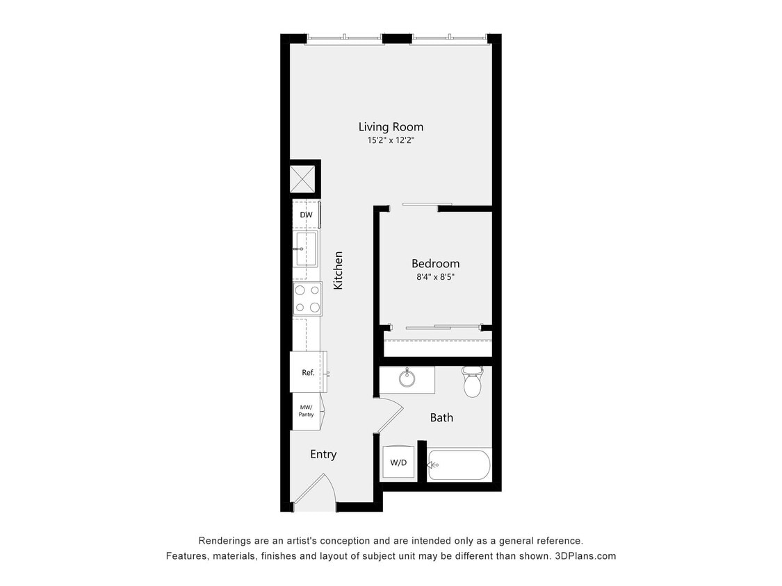 Floor Plan - Urban One Bedroom A01C