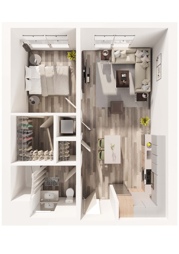 Floor Plan - 1BD, 1BTH B