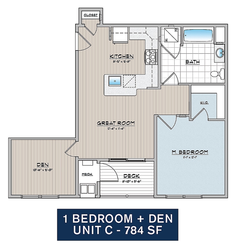 Franklin Square Phase 2, 1 Bedroom 1 Bathroom With Den - 1 Bedroom 1 Bath with Den