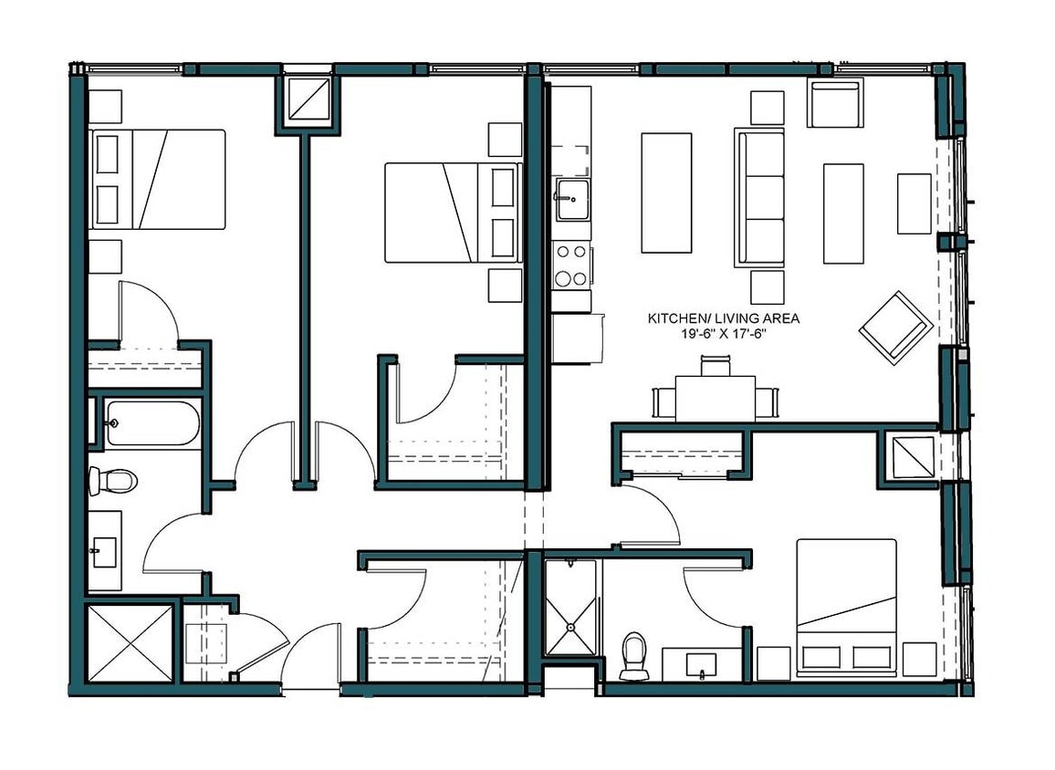 Floor Plan - 3 Bed/2 Bath-E3