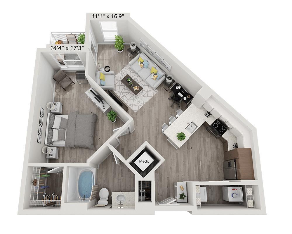 Floor Plan - One Bedroom A1O