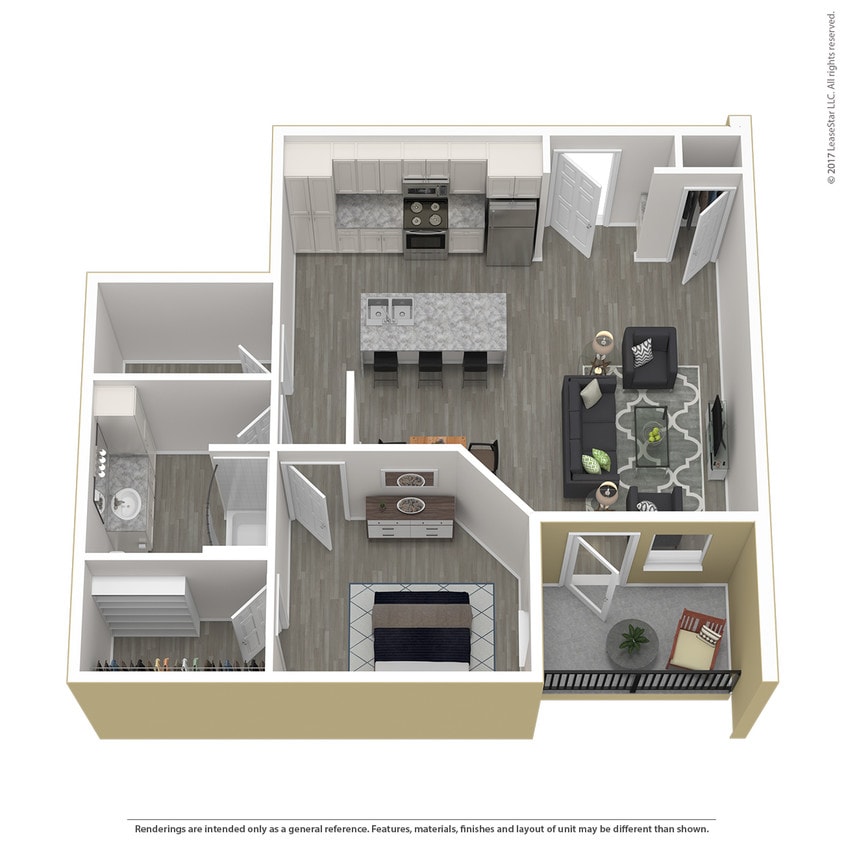 Floor Plan - A4 - One Bedroom, One Bathroom