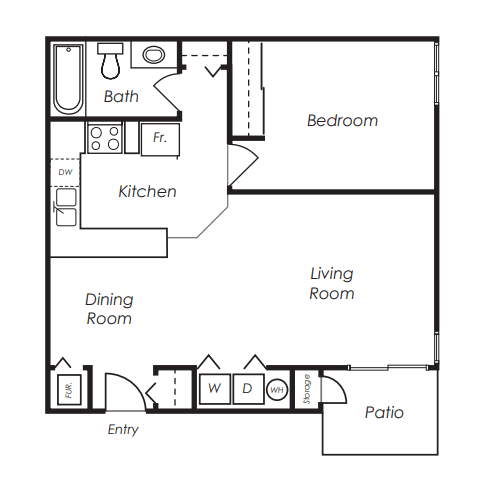 Floor Plan - 1BR x 1BA Classic