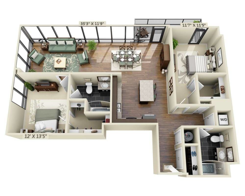 Floor Plan - Two Bedroom B2J