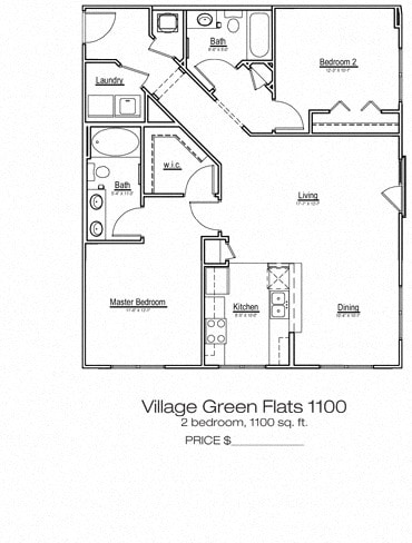 Floor Plan - Village Green Flats 1100