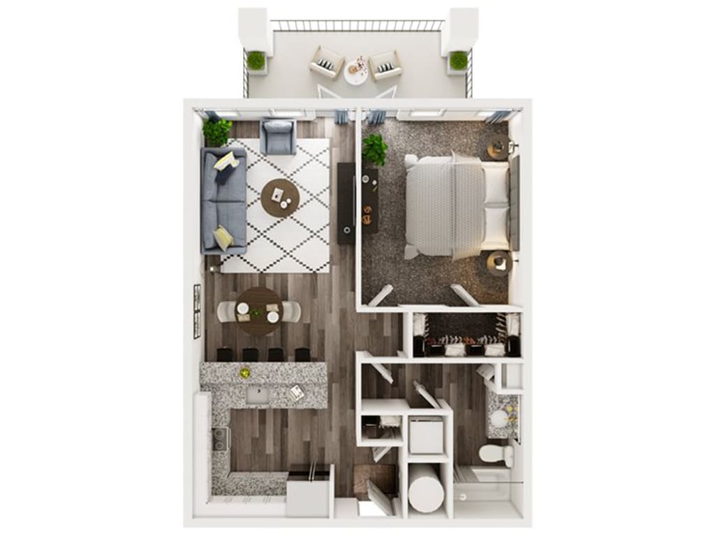 Floor Plan - 1 Bed 1 Bath D