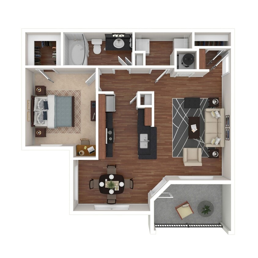 Floor Plan - 1 Bed 1 Bath 896 SqFt (810 Net)