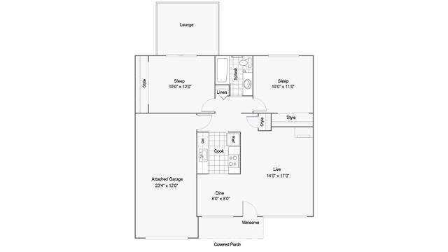 2-Bed 1-Bath Ranch - Ranch Duplex 2x1 with Attached Garage