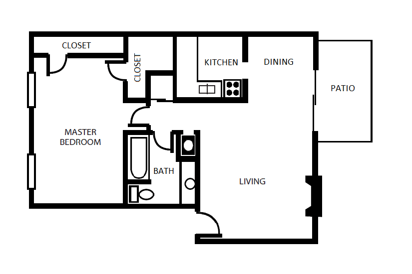 Floor Plan - 1 Bed | 1 Bath | 805 sq ft 