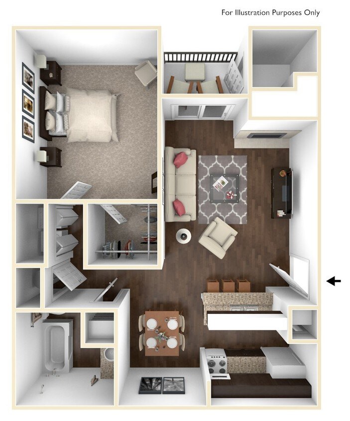 Floor Plan - 1 Bedroom 1 Bath   750 SF