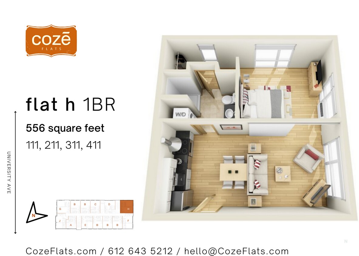 Floor Plan - Flat H 1 Bedroom
