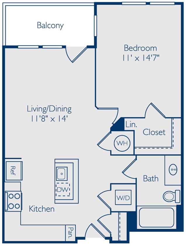 Floor Plan - 1 Bed 1 Bath A1D