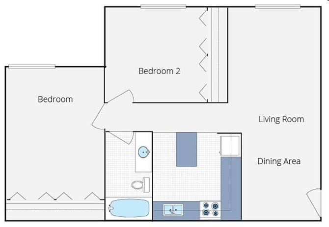 2BR-A - Two Bedroom One Bath Downstair