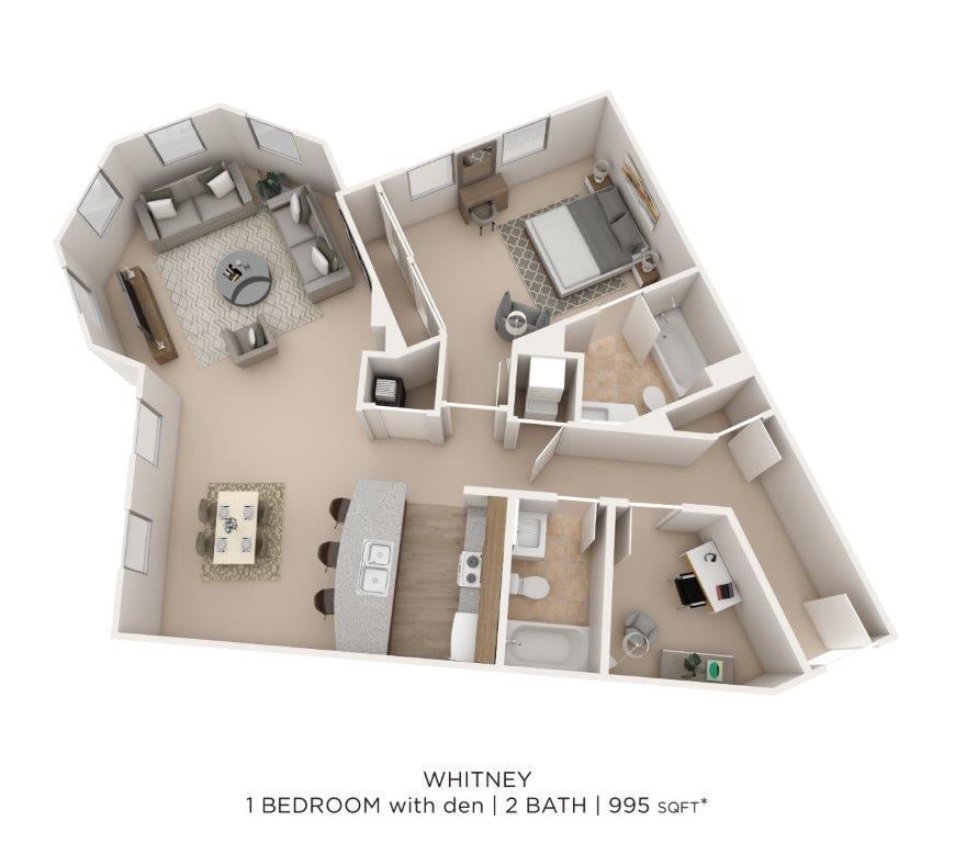 Floor Plan - One Bedroom 2 Bath