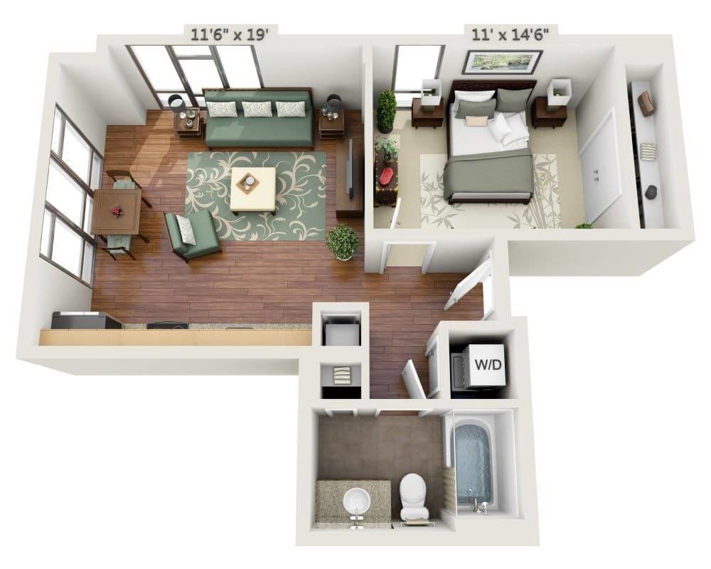 Floor Plan - One Bedroom A1A