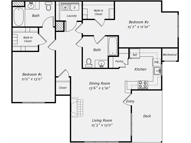 2/2 1263 sf - 2 Bed/2 Bath-B2