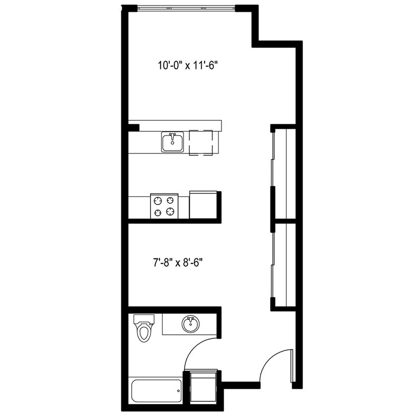 Floor Plan - Open 1 Bedroom D