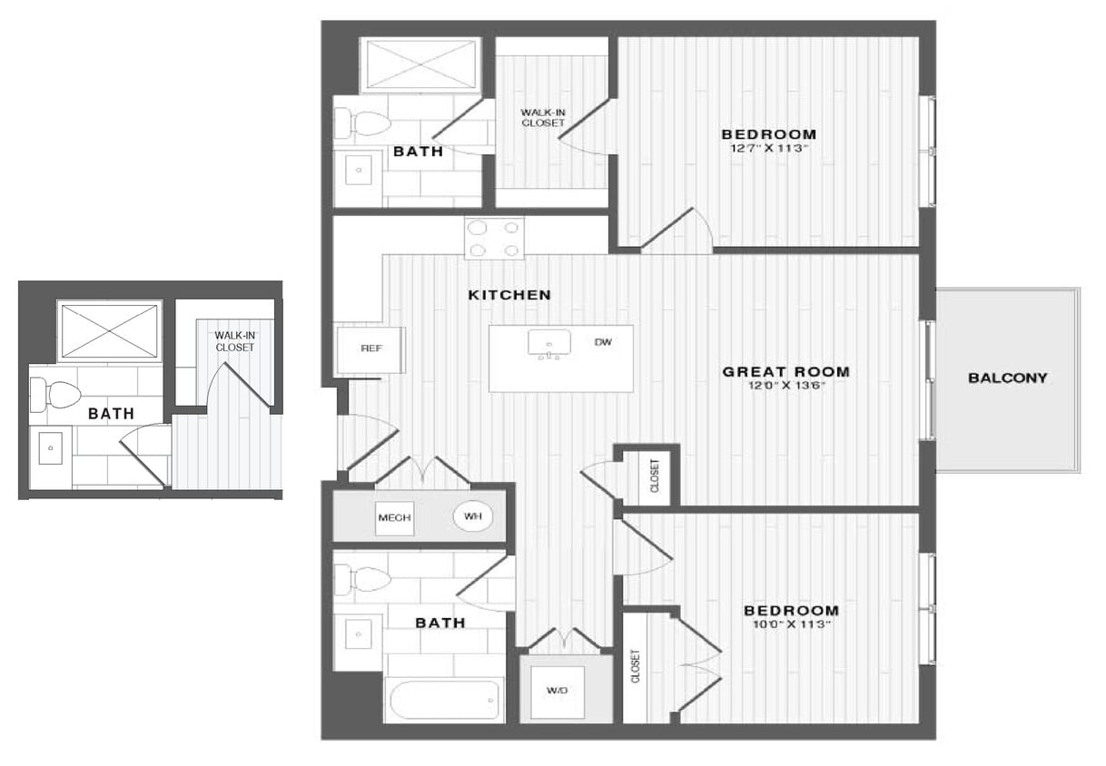 Floor Plan - 2 Bed/2 Bath-B1