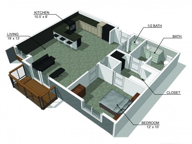 Floor Plan - 1 Bedroom D