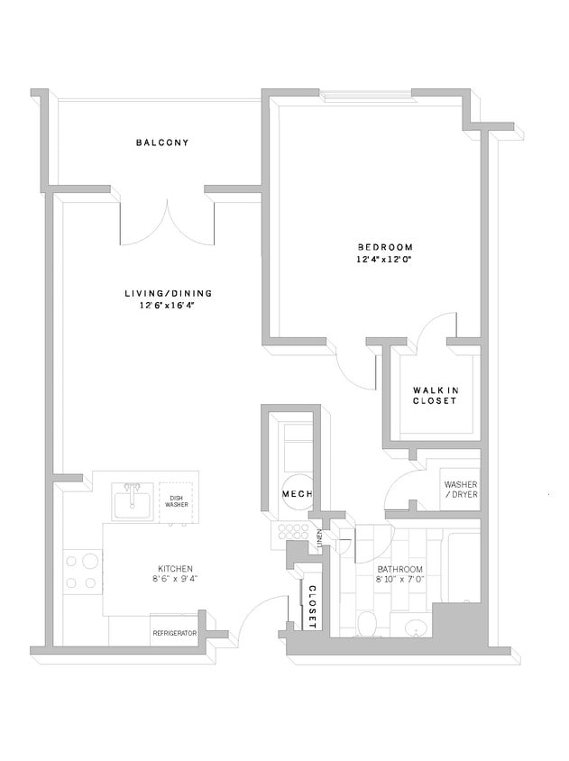 Floor Plan - 1 Bed 1 Bath A2