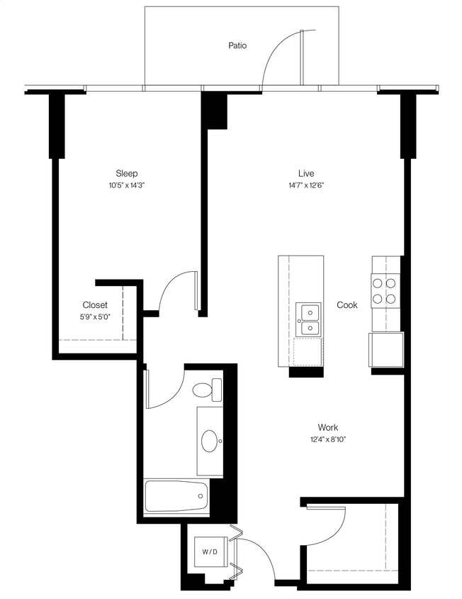 Floor Plan - 1 Bed/1 Bath with Den 