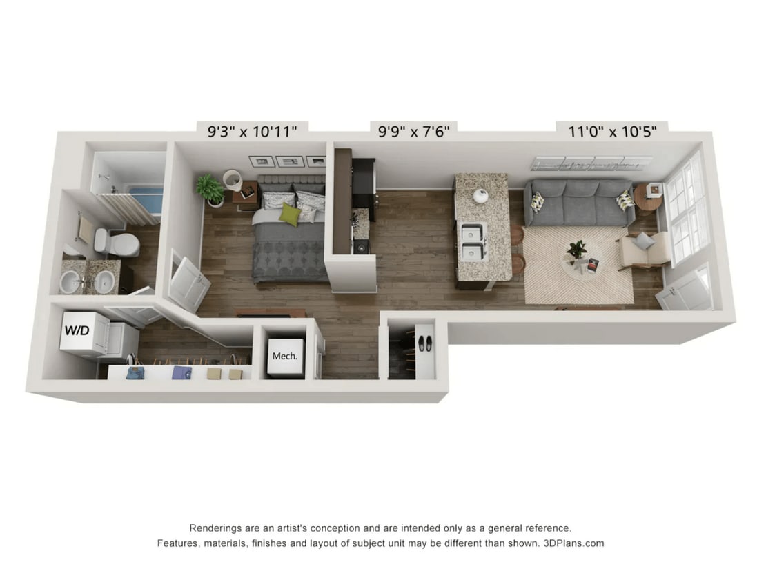 Floor Plan - Studio, 1 Bathroom