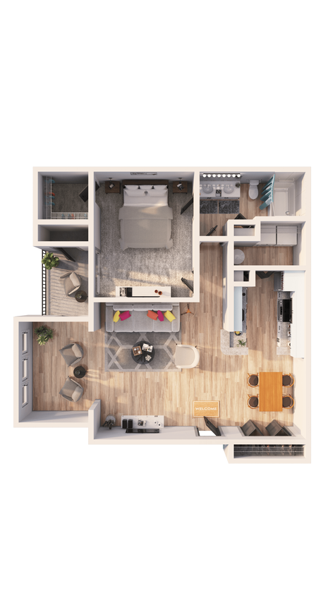 Floor Plan - One Bedroom with Sunroom