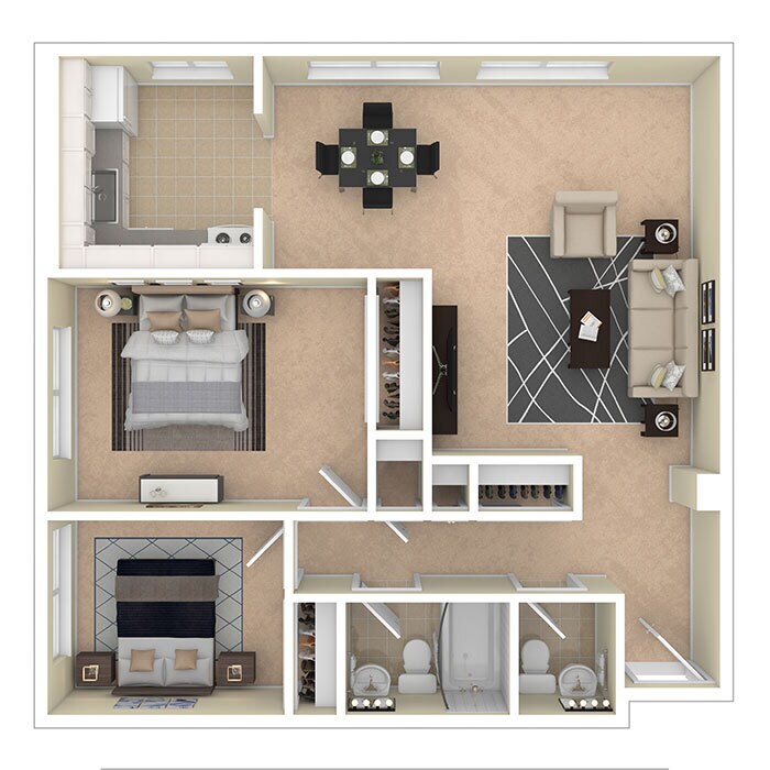 Floor Plan - 2 BEDROOM 1.5 BATH - END UNIT