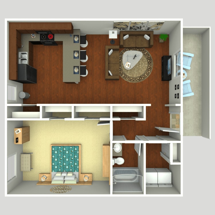 Floor Plan - 1 Bedroom / 1 Bath Adair Finis