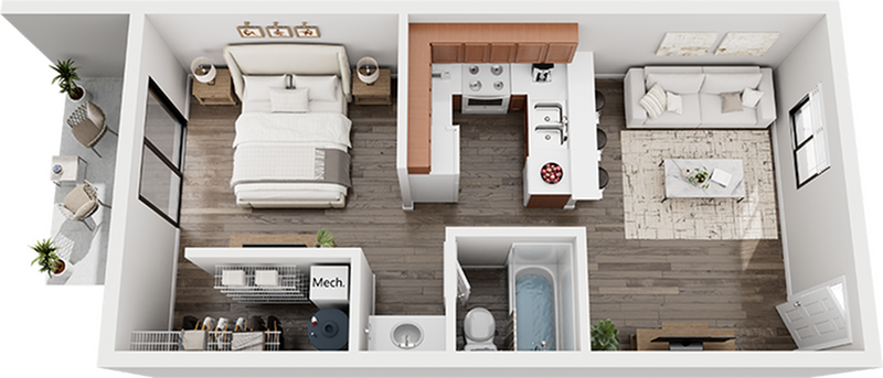 Colonial Village Studio Floor Plan - Jr 1 Bedroom x 1 Bath - Standard
