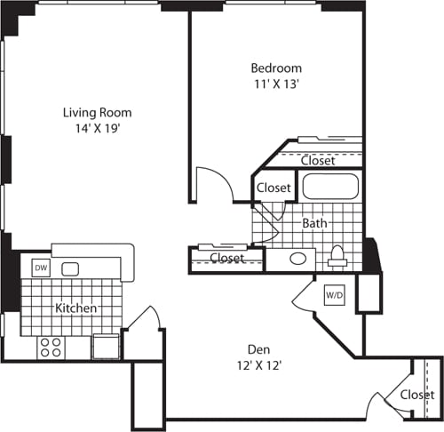 Floor Plan - One Bedroom 1036