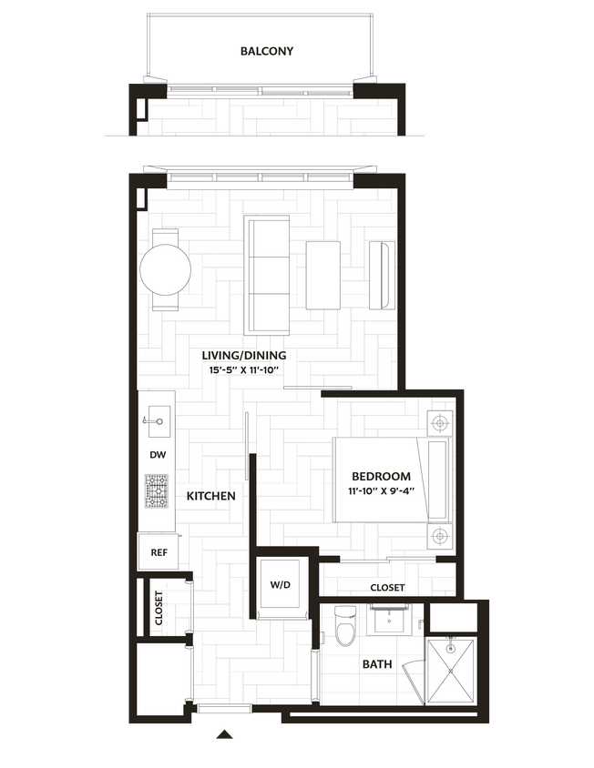 Floor Plan - 1 Bed/1 Bath-A5