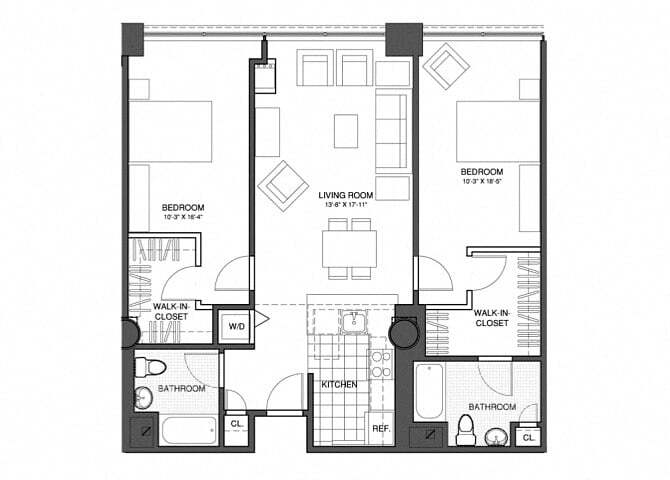 Floor Plan - 2 Bed/2 Bath