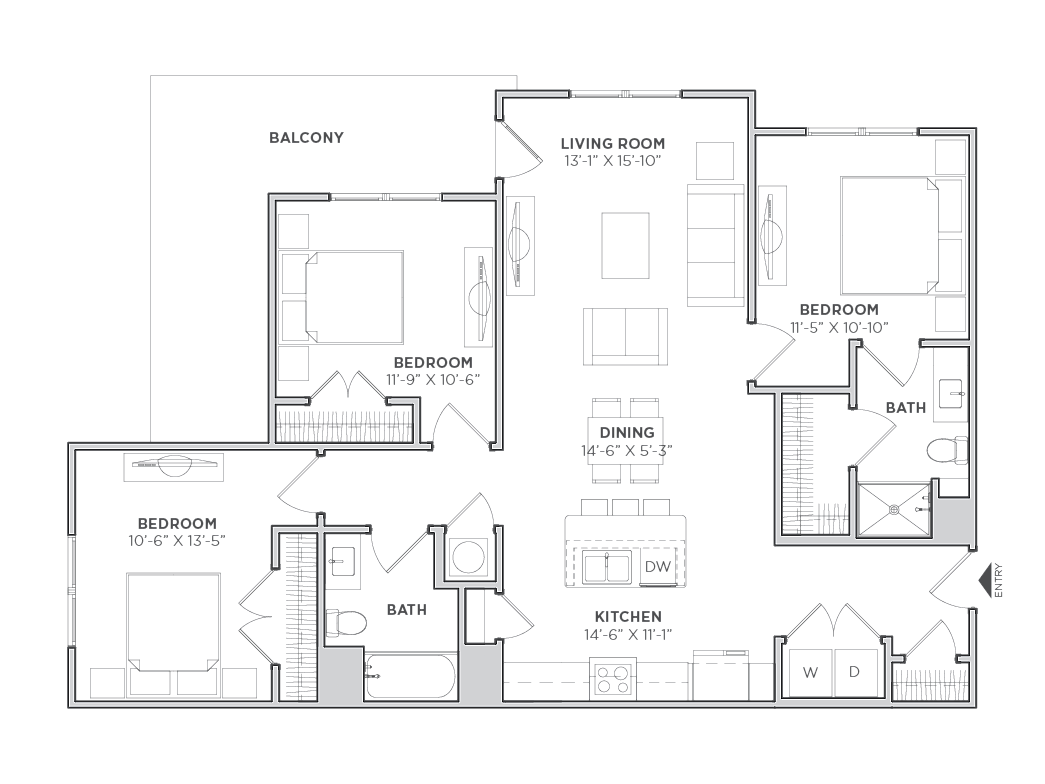 Tribute Verdae Unit Floor Plan 3B - 3 Bed, 2 Bath (80% Income Restricted)