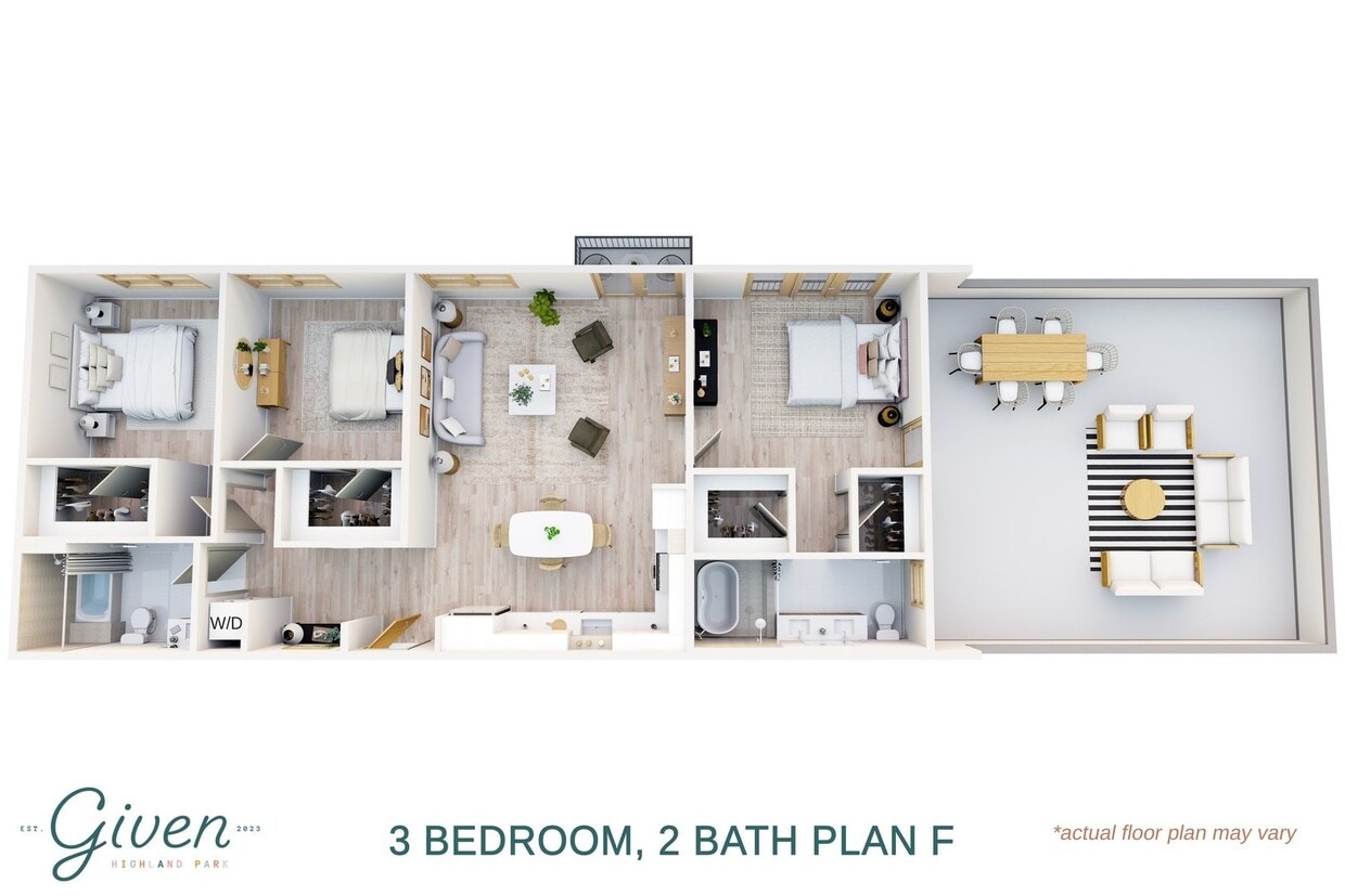 Floor Plan - 3 Bedroom, 2 Bath Plan F