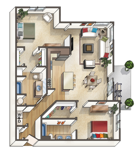 Floor Plan - 2x2B