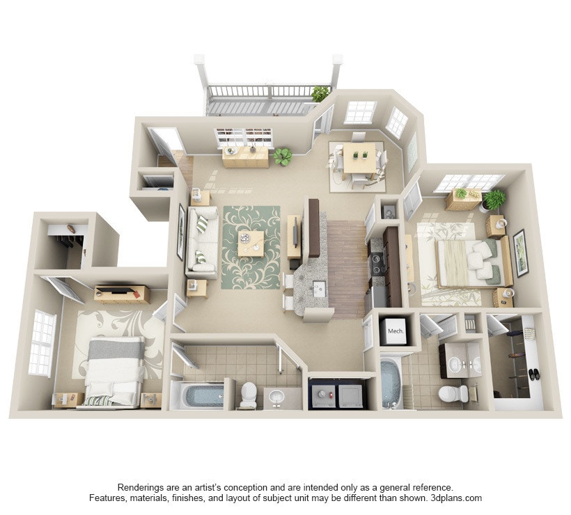 Element Carolina Bay - B4.1 Chalmers - 2 Beds - 2 Baths - 1133 Sq. ft. - B4.1 Chalmers